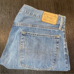Polo Ralph Lauren Mens 36x32 Hampton Relaxed Straight Fit Blue Denim Jeans